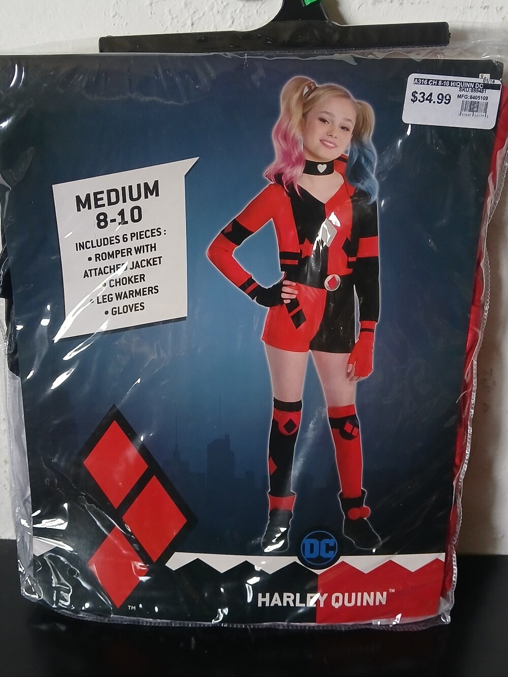 DC Harley Quinn Kids Costume - Red and Black Size (8-10)